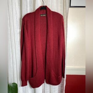 Cozy Open-Front Burgundy Cardigan Sweater by Liz Claiborne